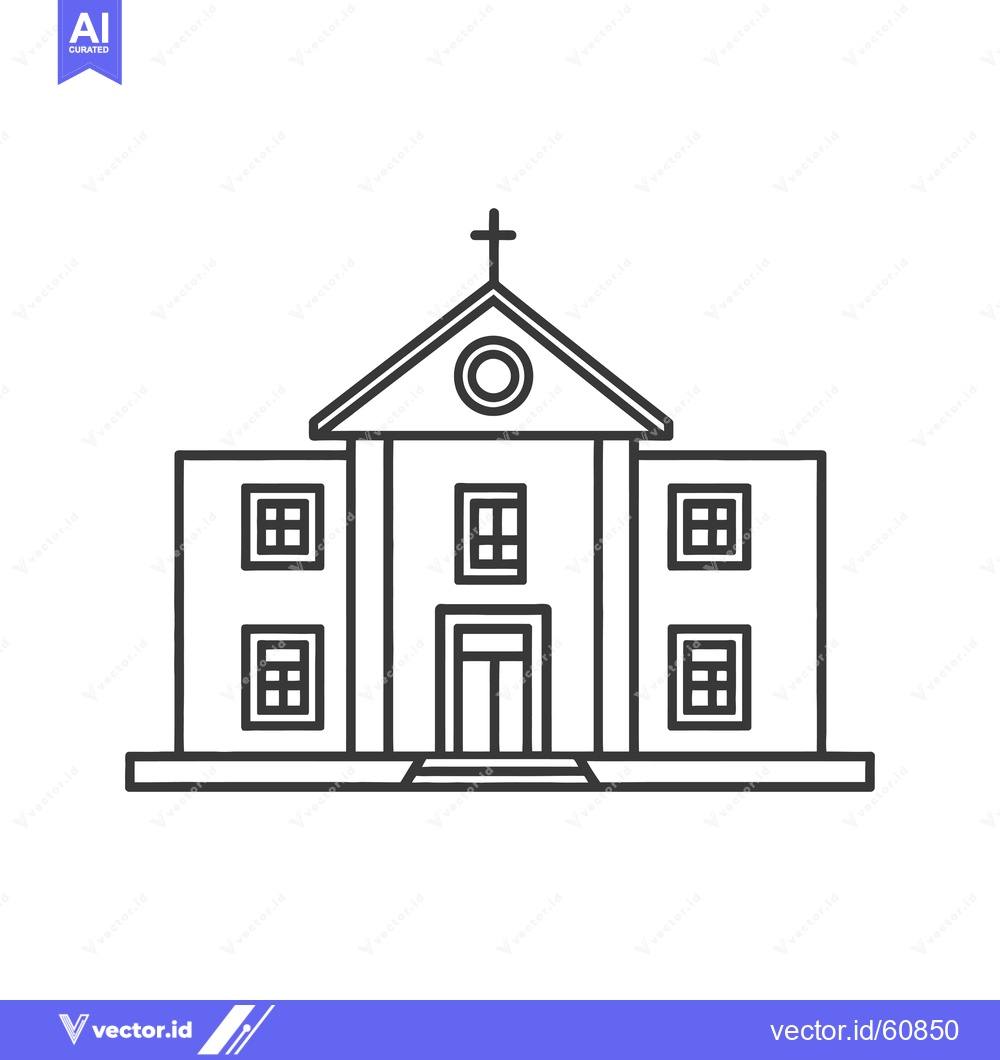 Premium Vector dari Simple Line Drawing of a Church Building