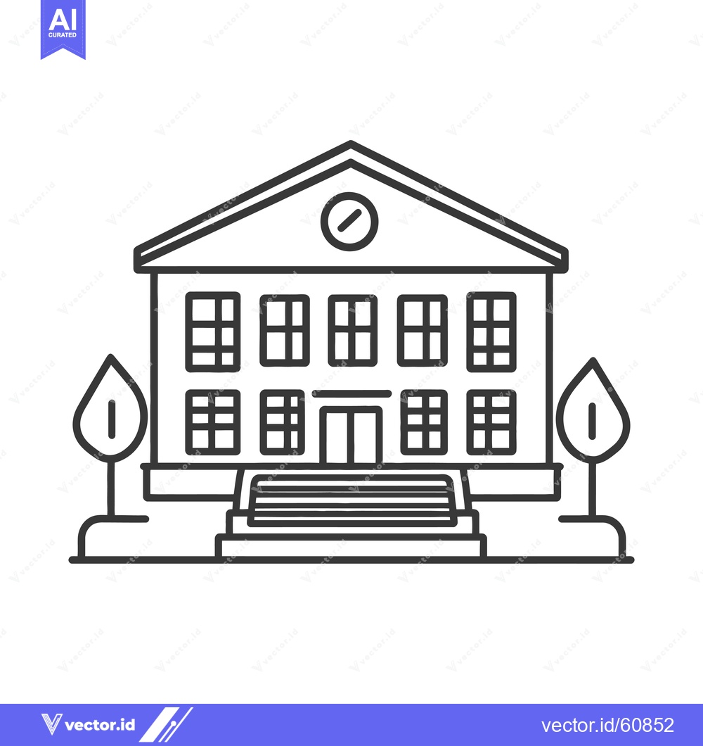 Premium Vector dari A Simple Line Drawing of a Public Building