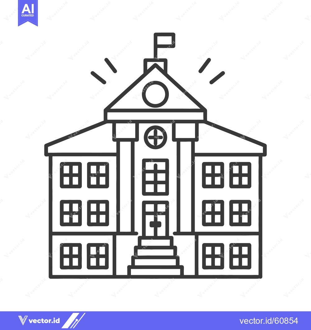 Premium Vector dari A Classic Style Building With A Flag On Top