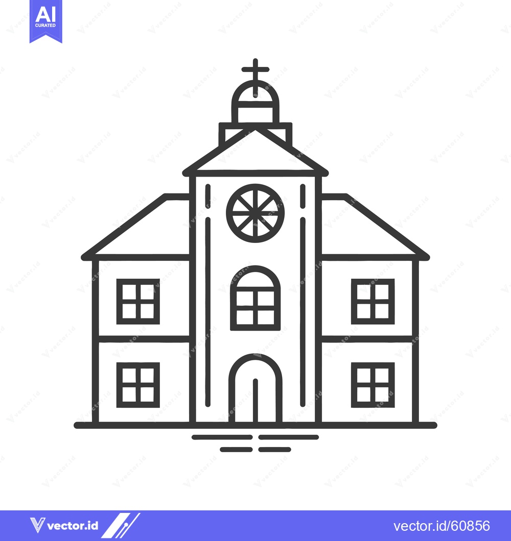 Premium Vector dari Simple Line Drawing Of A Church Building