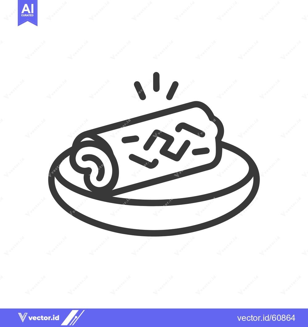 Premium Vector of A Rolled Burrito Served on a Small Plate