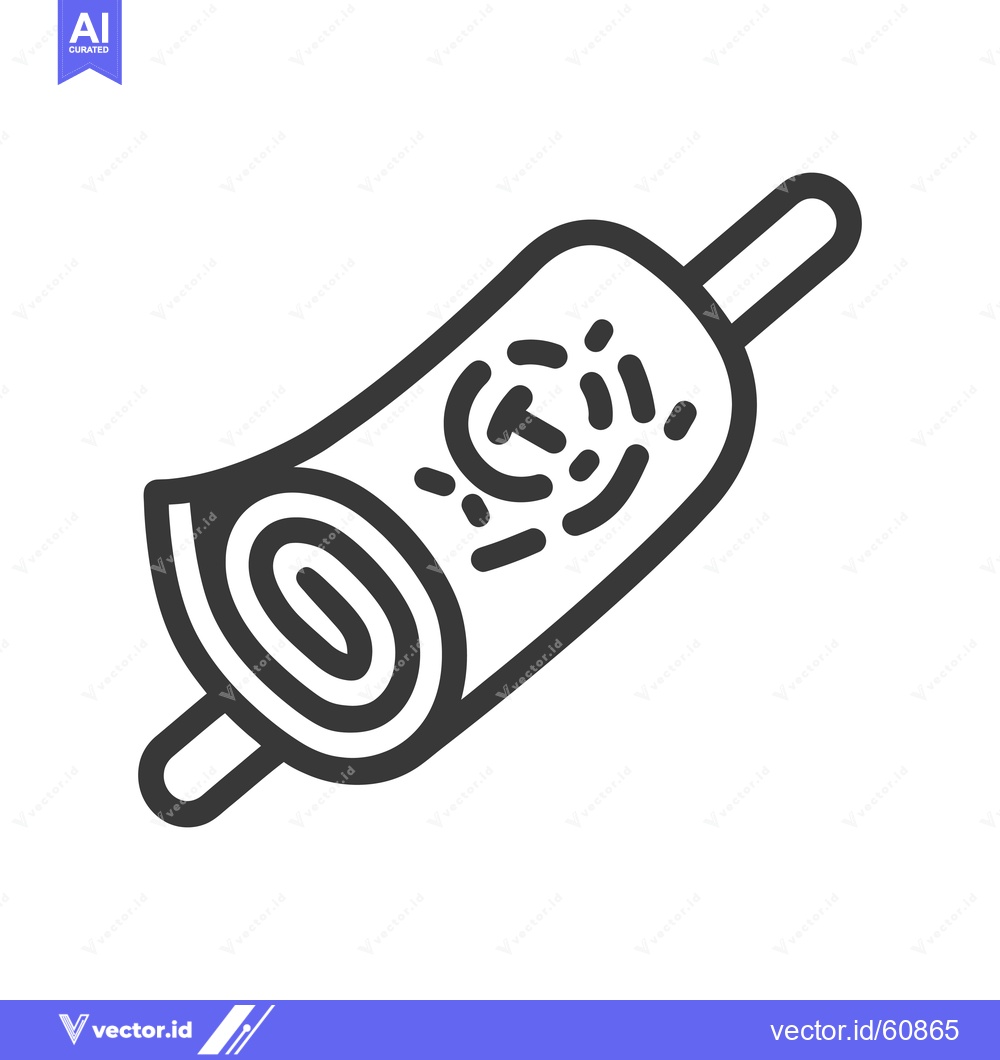 Premium Vector of Rolled Map With Navigation Symbol Illustration