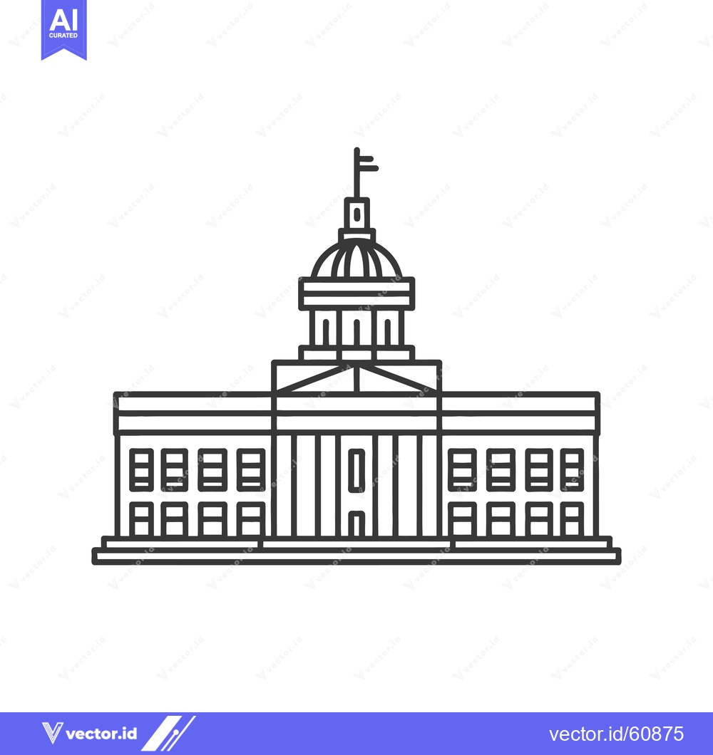 Premium Vector dari Line drawing of a classical government building