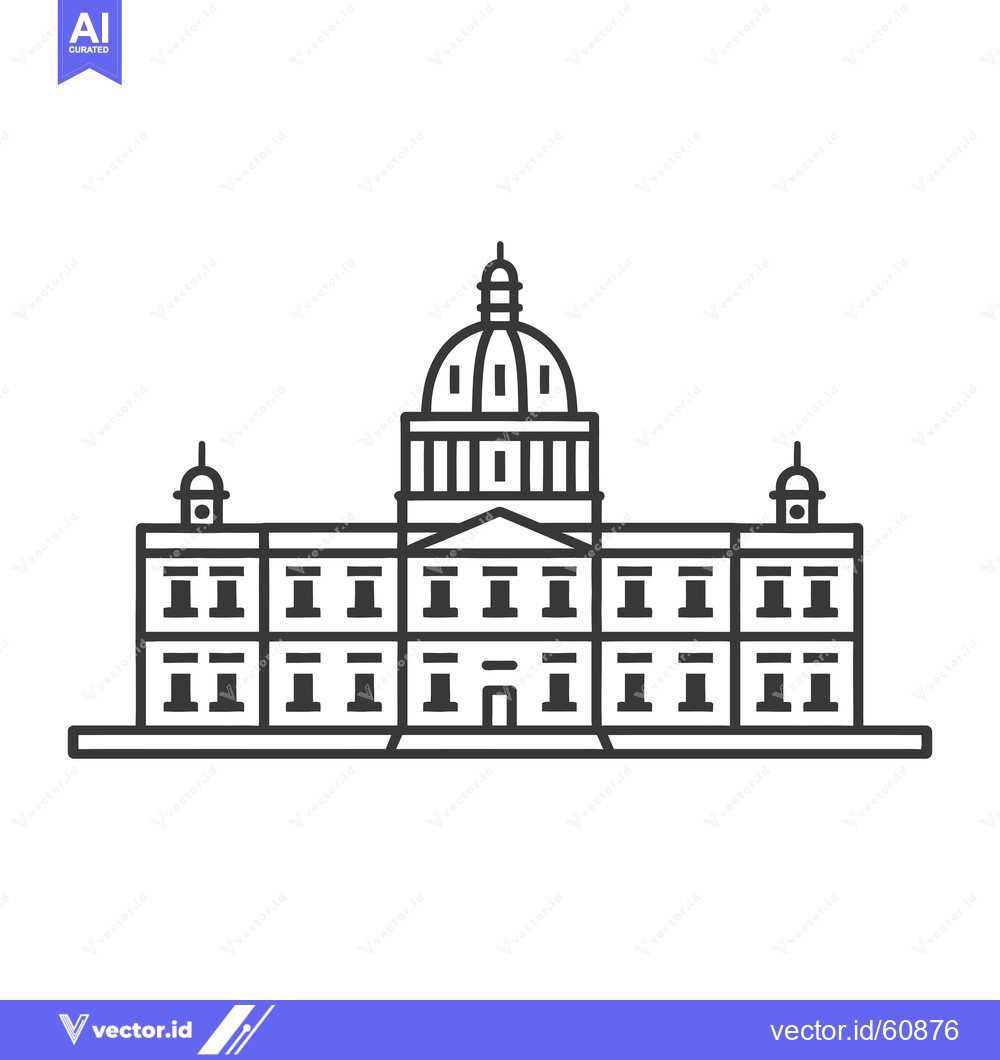 Premium Vector of Classic Government Building Architectural Line Drawing