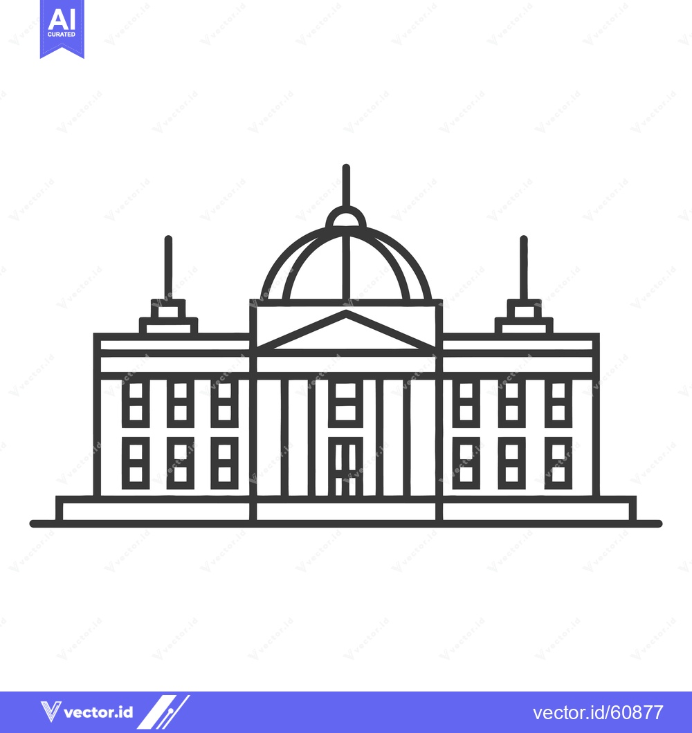 Premium Vector dari Line Art Illustration of a Grand Government Building