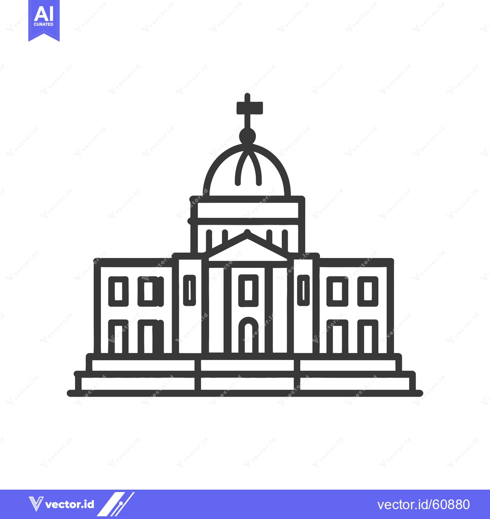 Premium Vector of Line drawing of a grand government building