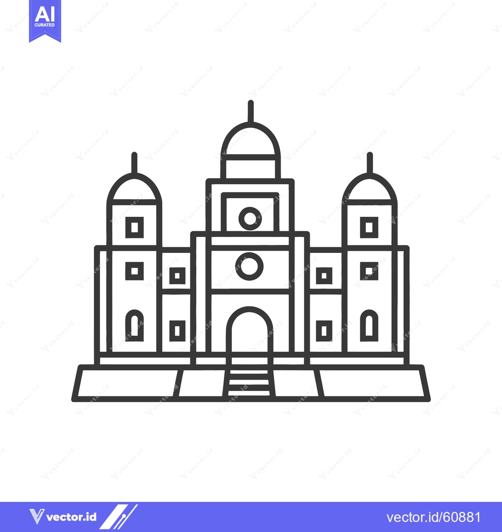 Premium Vector of Line drawing of a grand symmetrical building