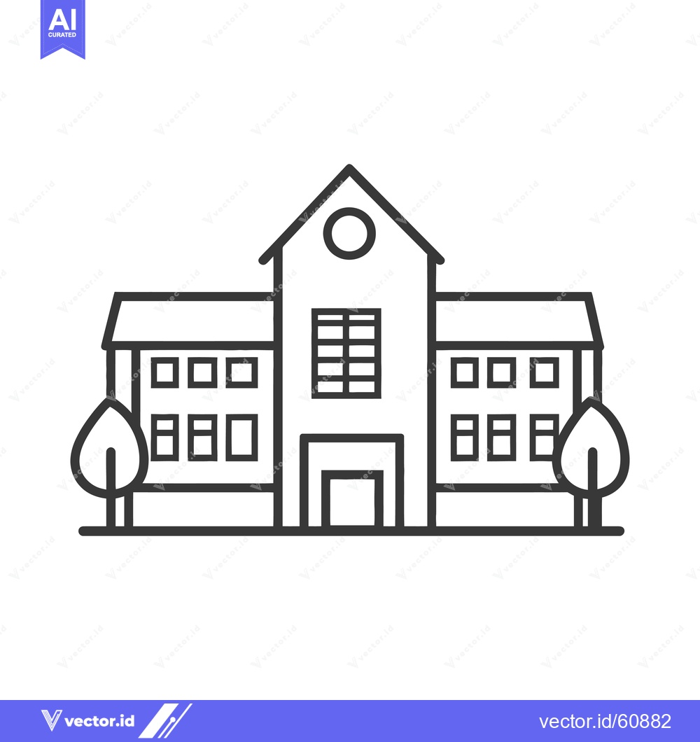 Premium Vector dari Simple Line Drawing of a School Building