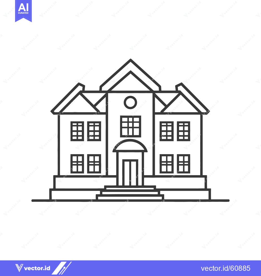 Premium Vector dari Classic Building Line Art Architectural Design Illustration