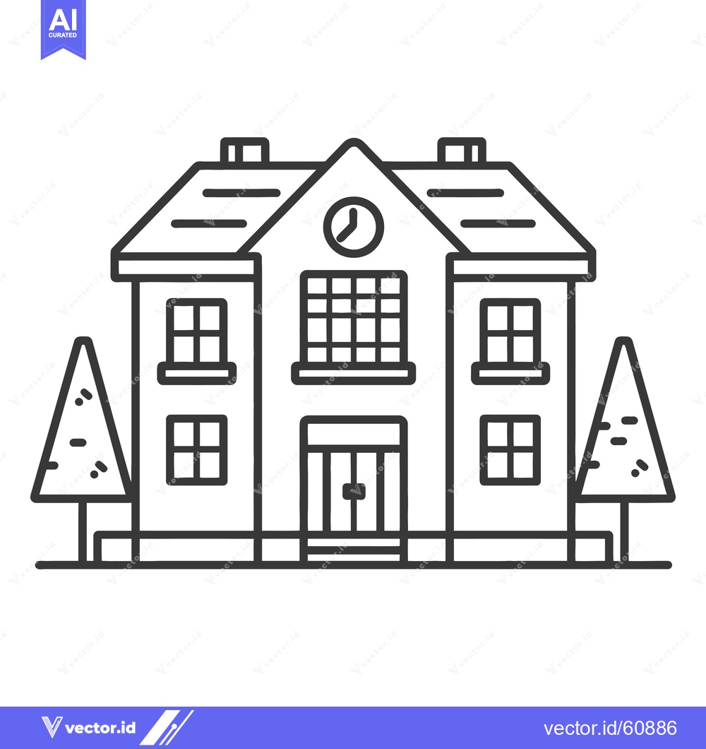 Premium Vector dari Line art illustration of a classical style building