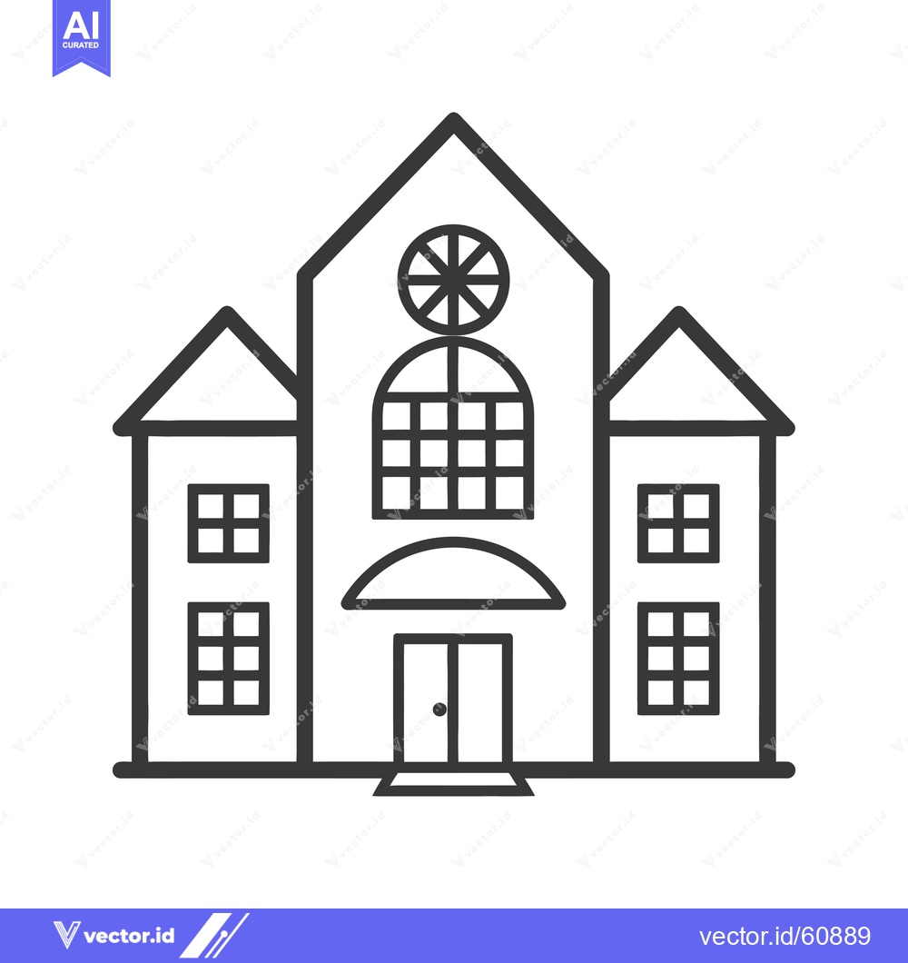 Premium Vector dari A Simple Line Drawing Of A Large House