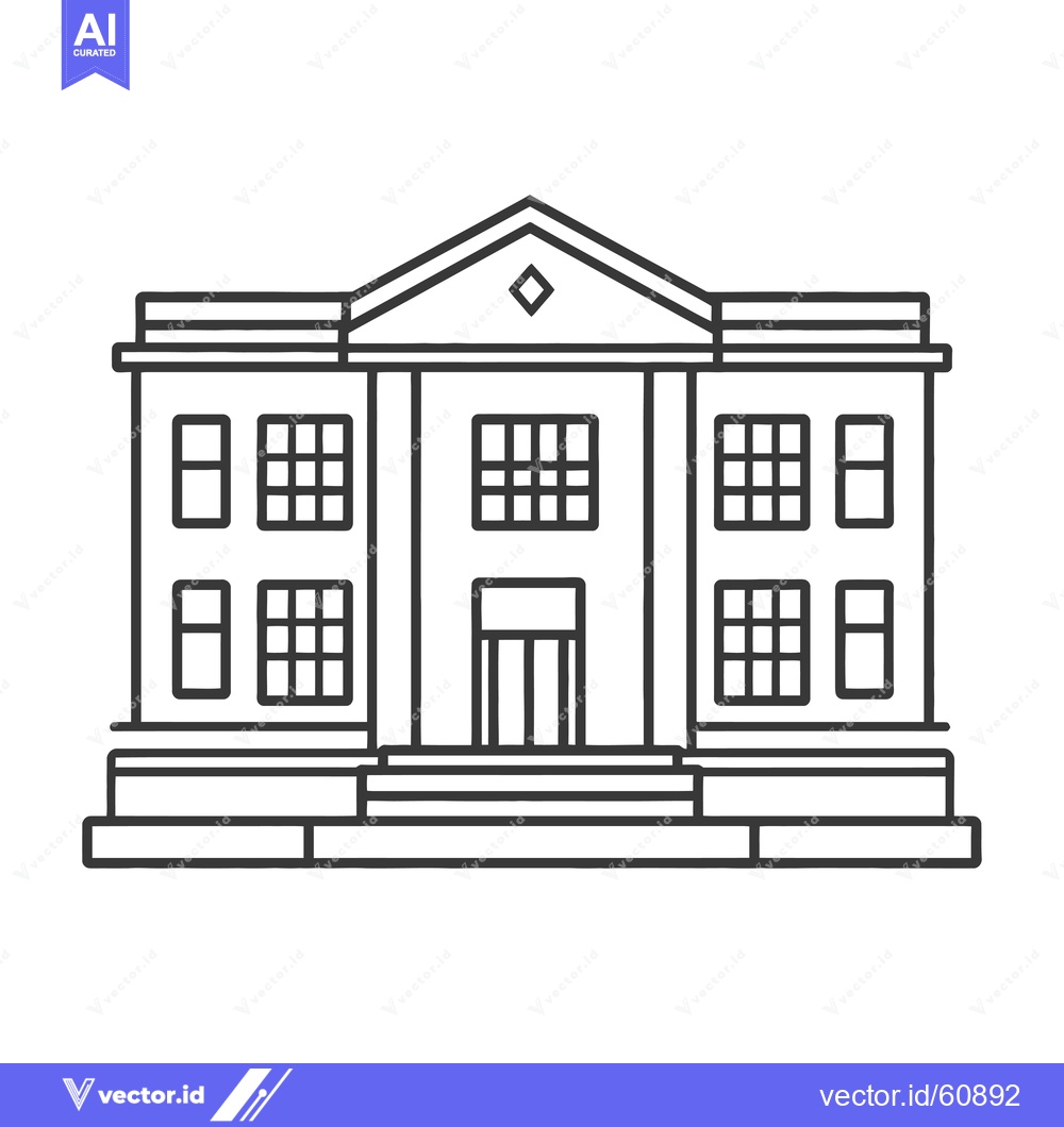 Premium Vector of Classic Building Architectural Line Drawing Illustration