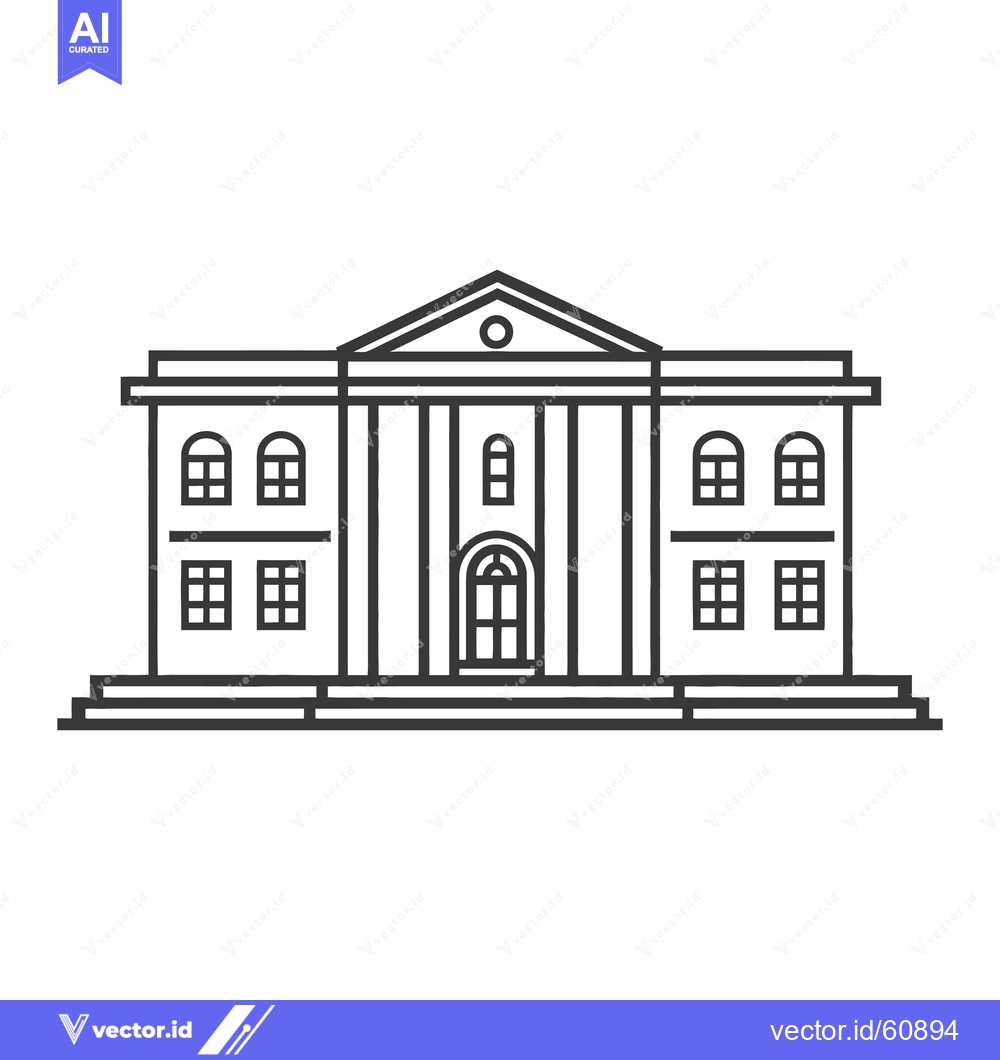 Premium Vector of Classic Building Architectural Line Drawing Design