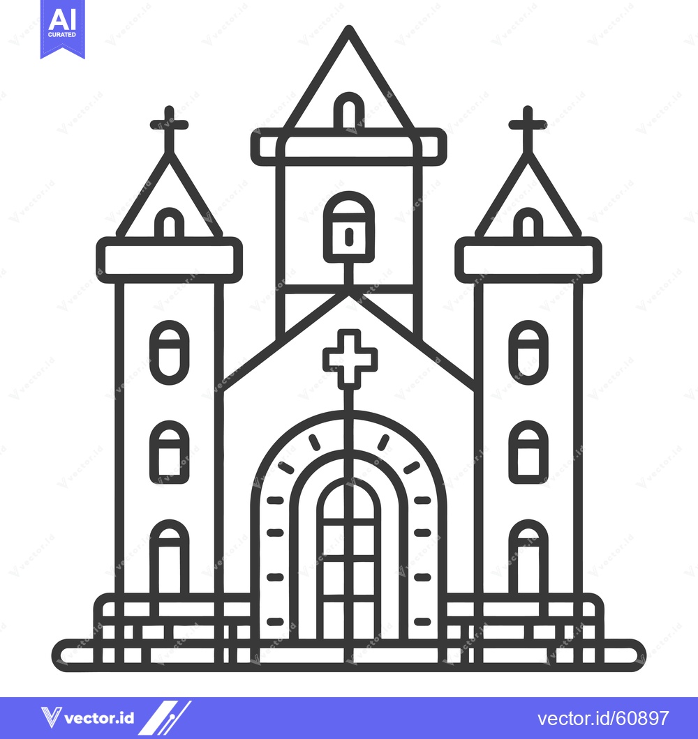 Premium Vector dari A Simple Line Drawing of a Church Building