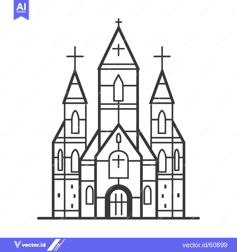 Premium Vector dari A simple line drawing of a church building