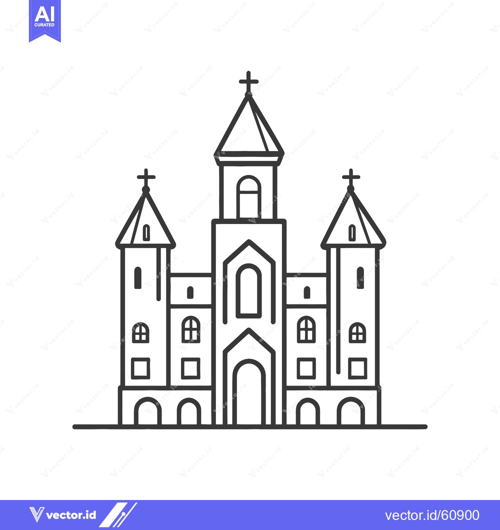 Premium Vector dari Line drawing of a majestic church building