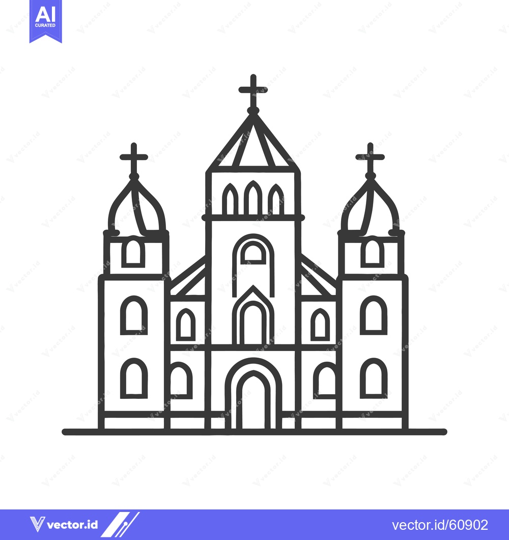 Premium Vector of Basilica Church Building Architectural Line Art Design