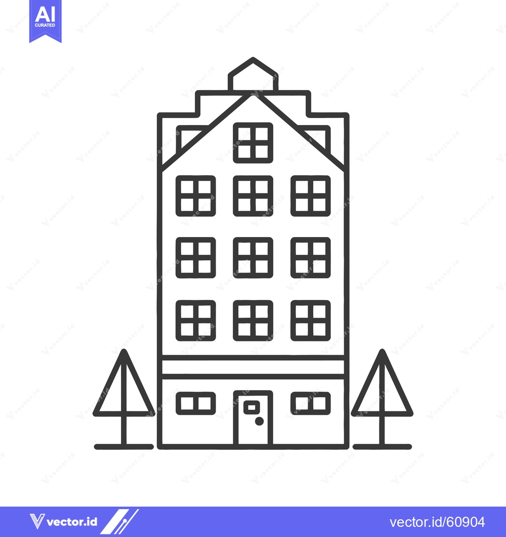 Premium Vector of A Multi Story Building With Trees