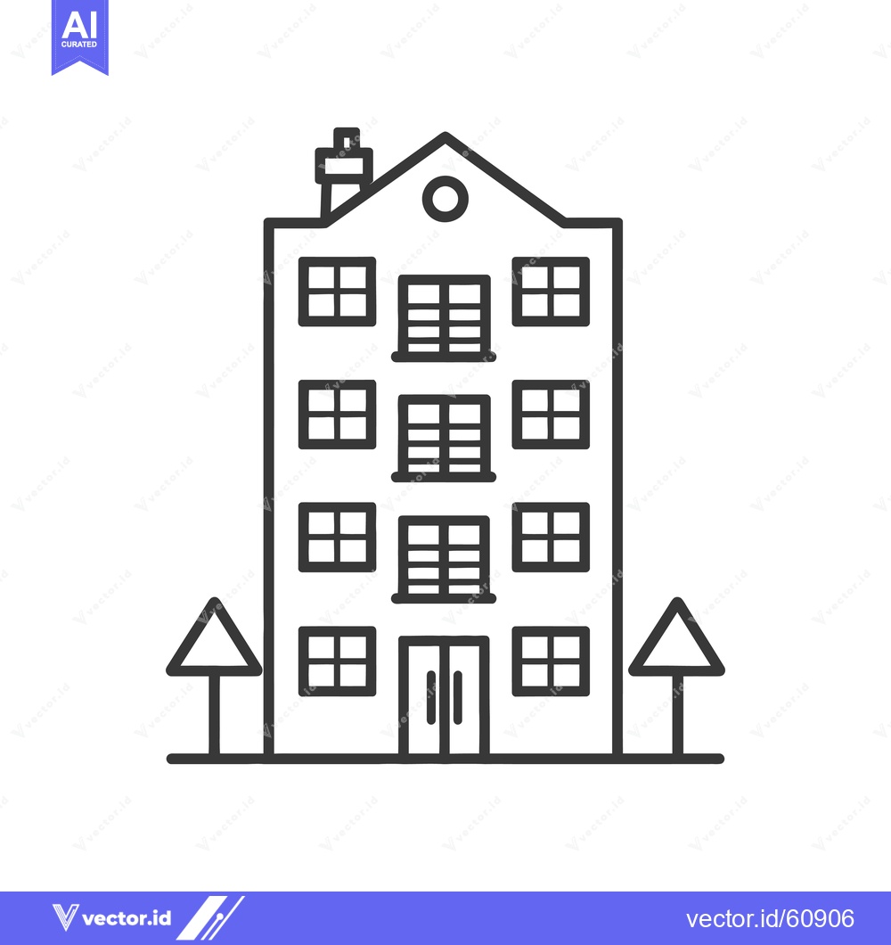 Premium Vector of Simple Line Drawing Of A Multistory Building