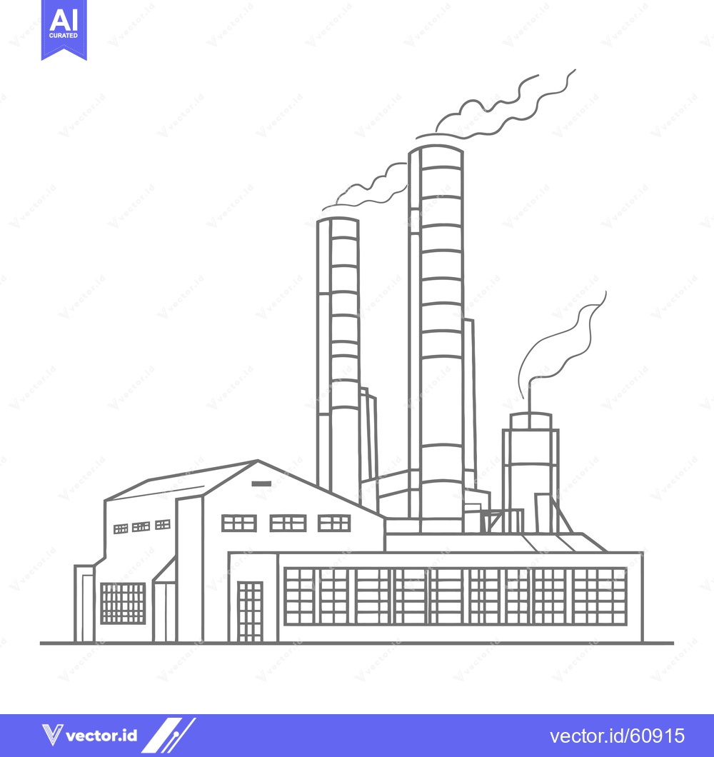 Premium Vector dari Industrial Factory Building With Tall Smoke Stacks