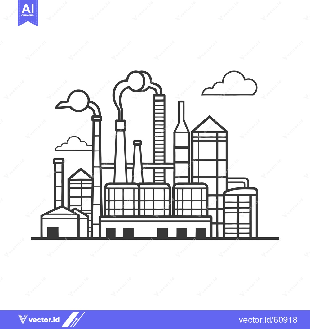 Premium Vector dari Industrial Factory Complex Skyline Illustration