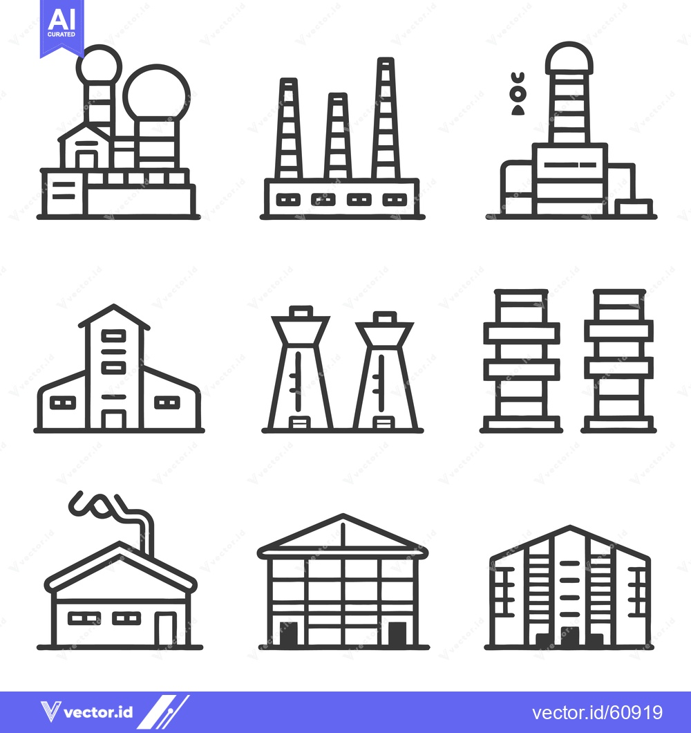 Premium Vector of Collection of Industrial Building Line Icons