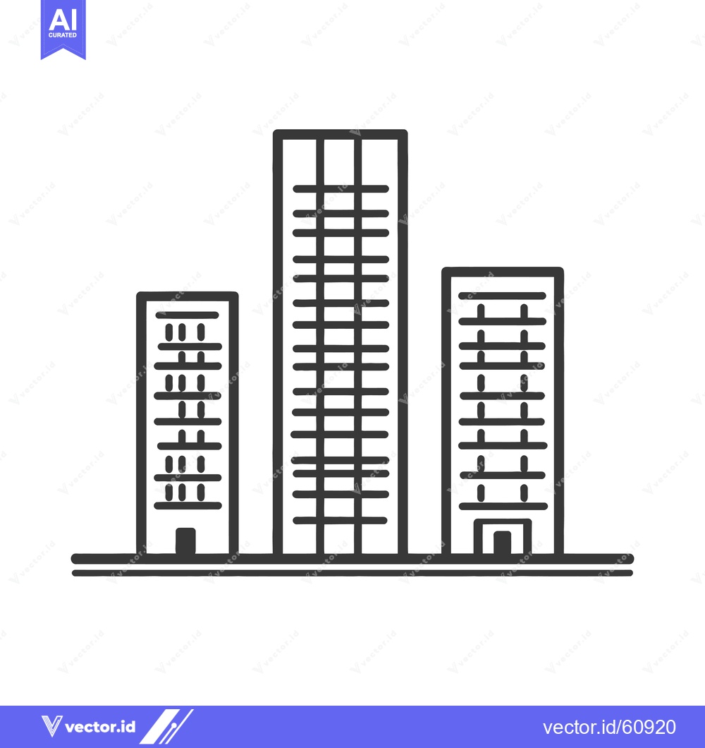 Premium Vector dari Simple Line Drawing Of Three City Buildings