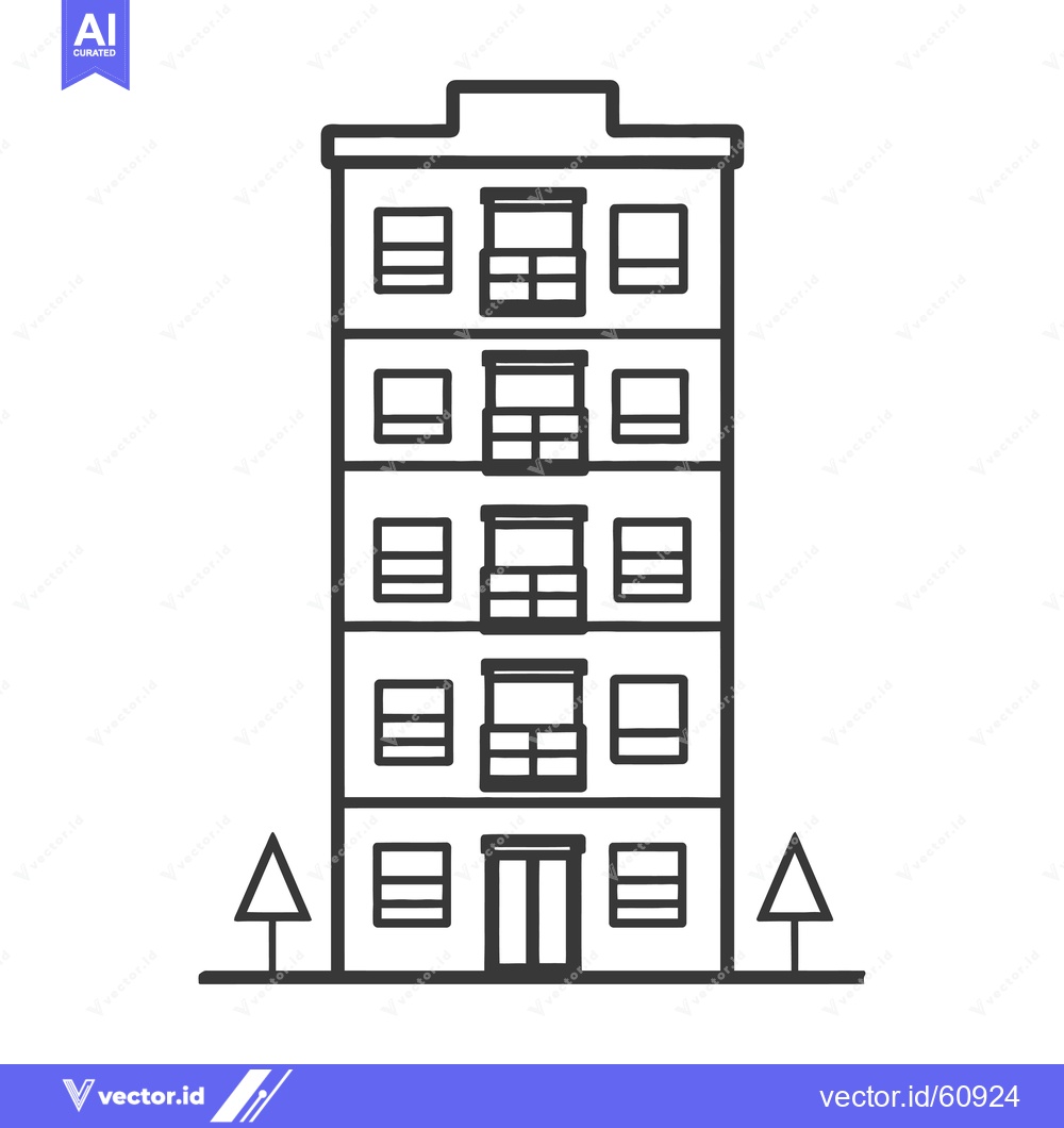 Premium Vector of A Simple Line Drawing Of An Apartment Building