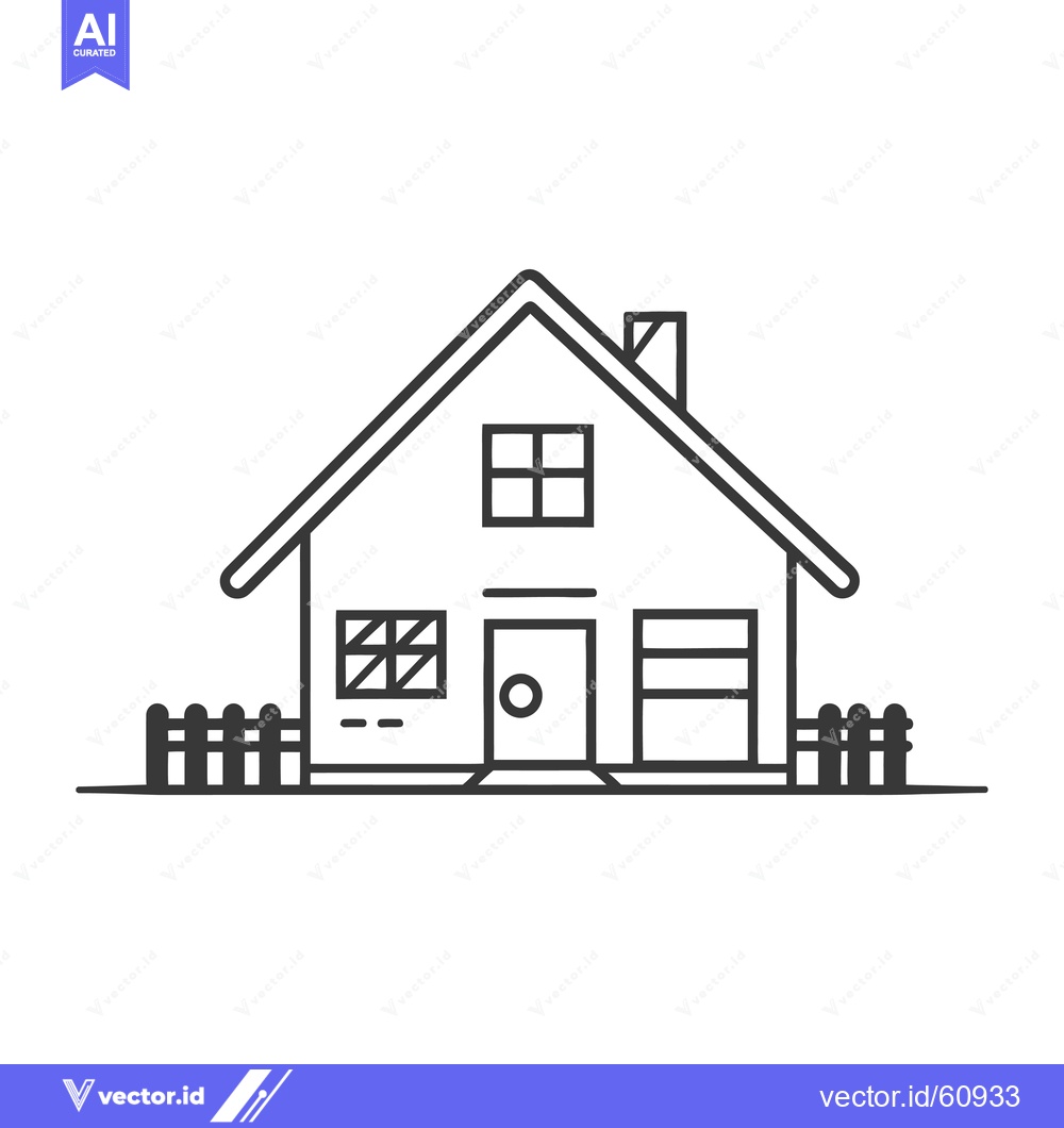 Premium Vector of Simple House Illustration with Garage and Fence