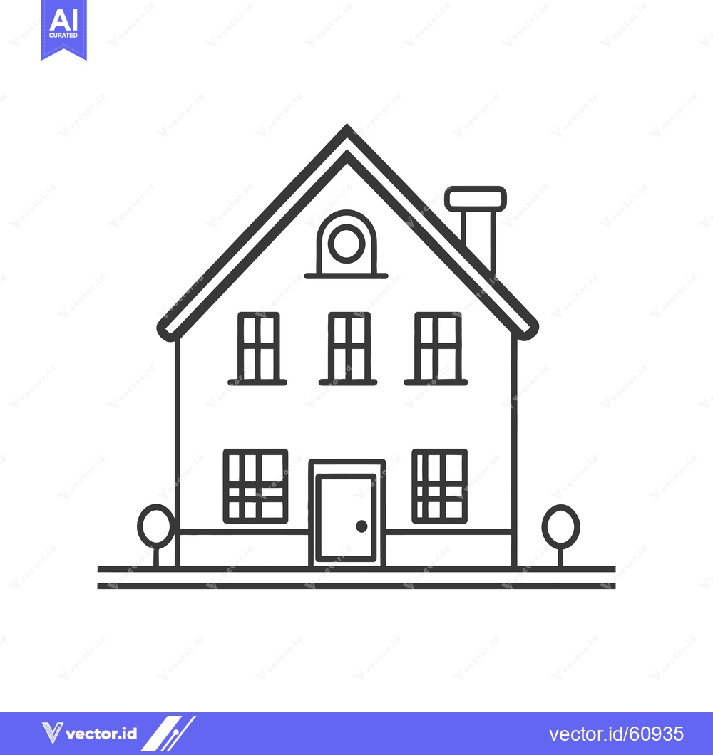 Premium Vector dari Simple Line Drawing Of A Suburban House