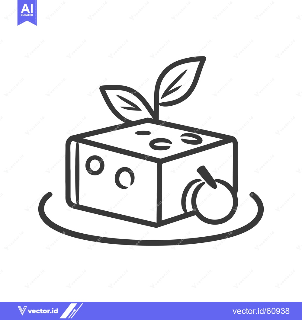 Premium Vector dari A Delicious Square Dessert with Leaves and Fruit