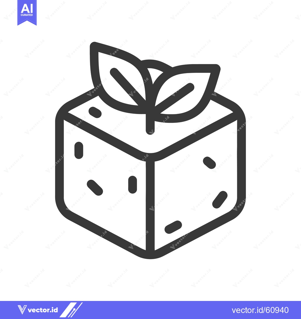 Premium Vector dari Growing plant atop a cubic textured block