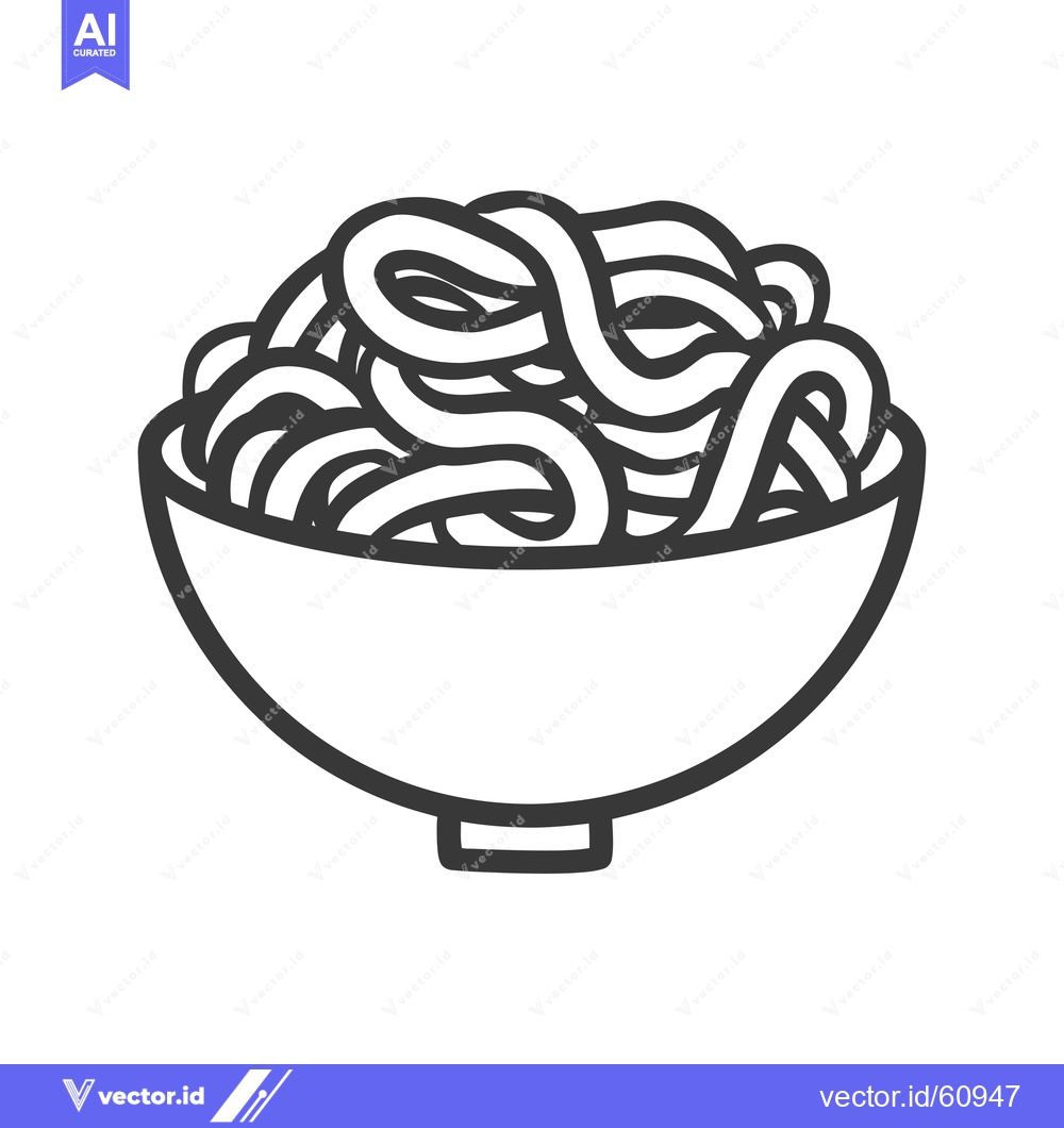 Premium Vector of A Bowl of Noodles A Simple Line Drawing