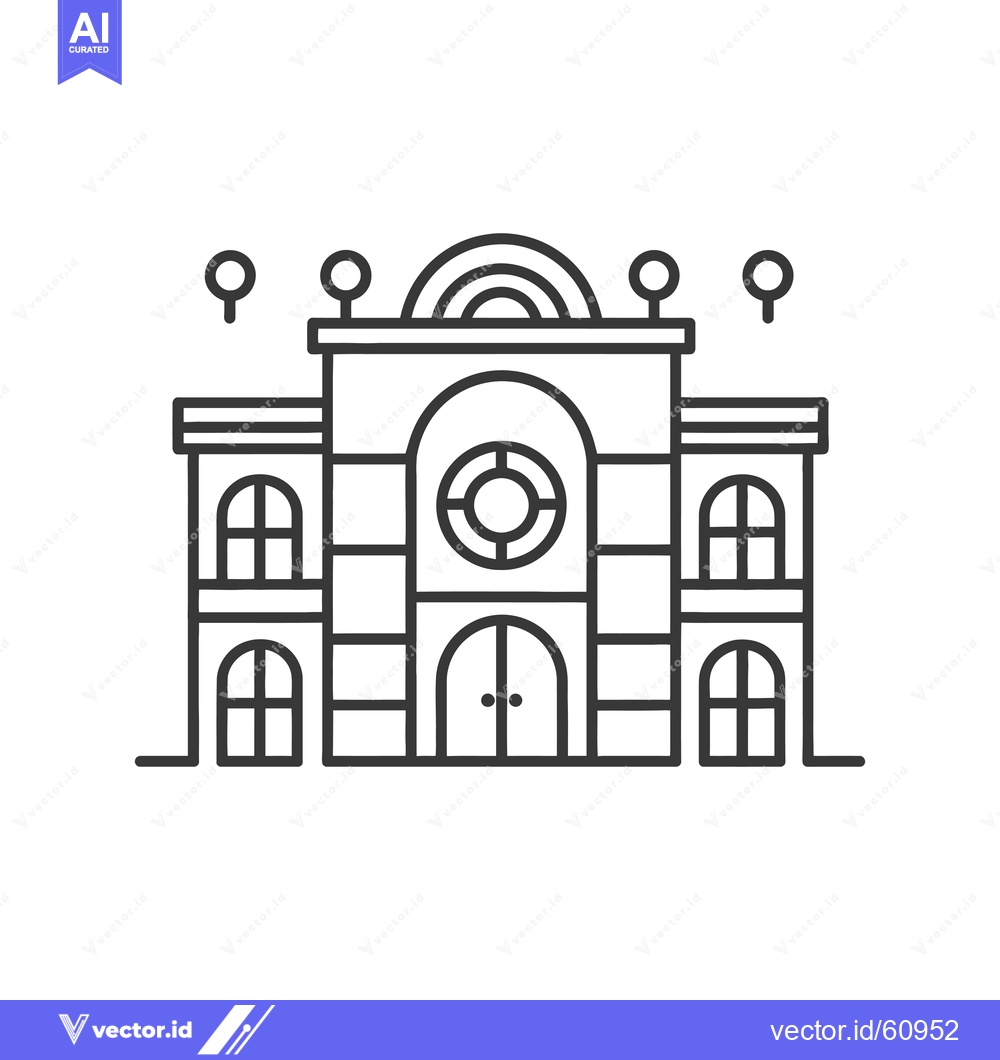 Premium Vector of Elegant Building Architectural Line Drawing Design