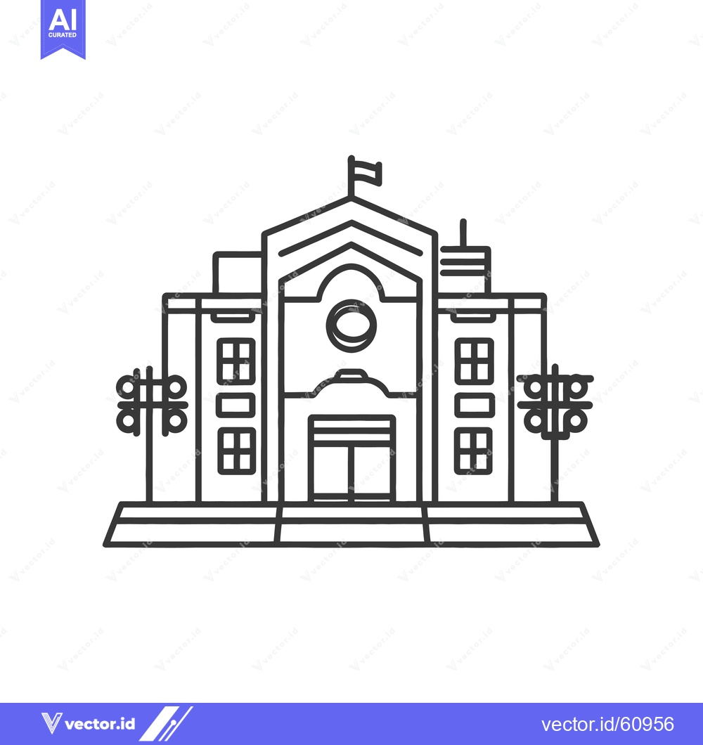 Premium Vector dari Line drawing of a grand civic building