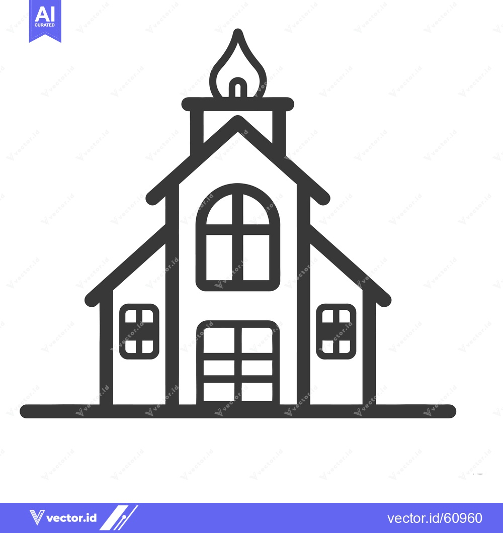 Premium Vector dari Simple Line Drawing Of A House With A Flame