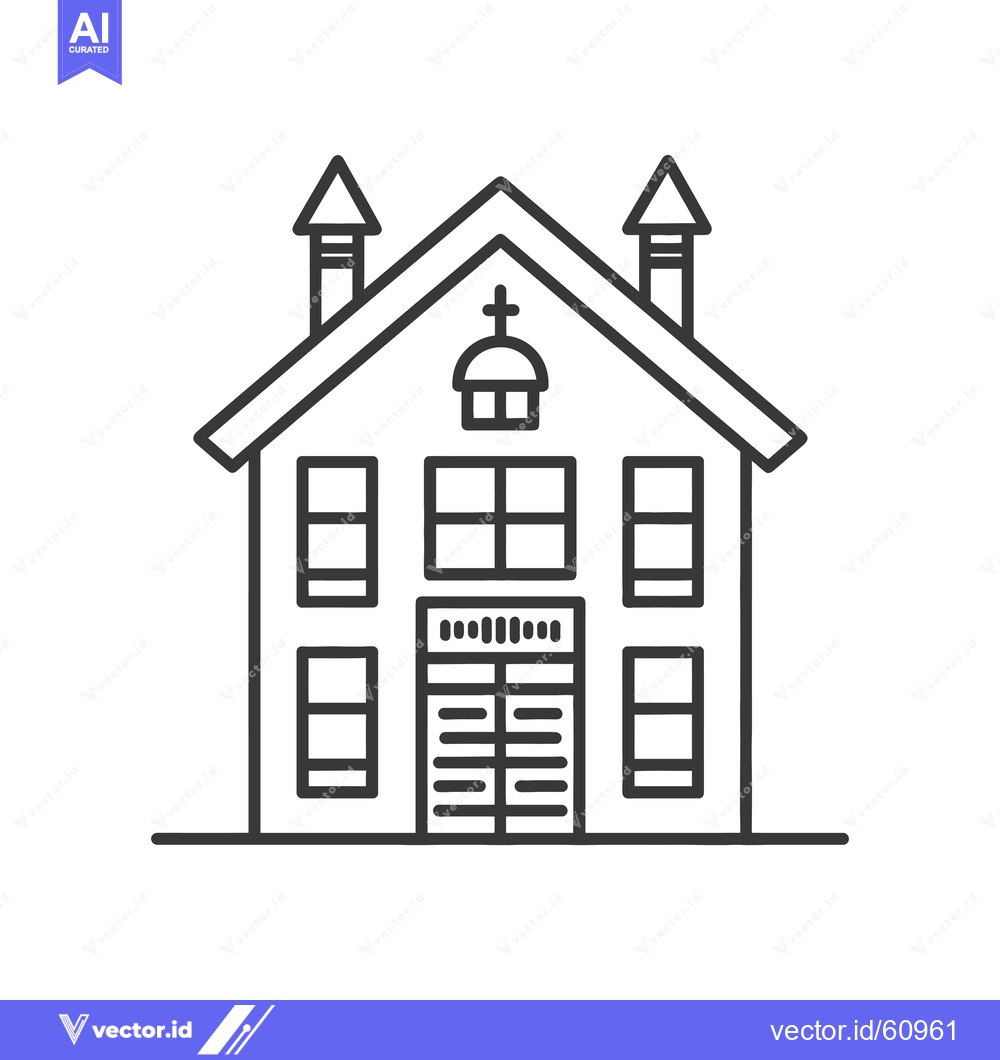 Premium Vector of Simple Line Drawing of a Church Building