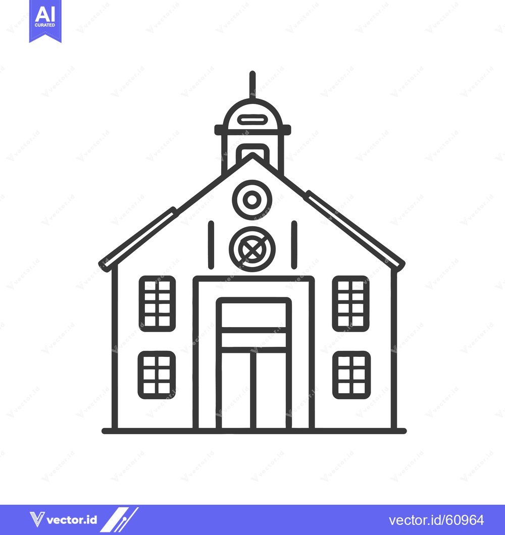 Premium Vector dari Line drawing of a simple building with a cupola