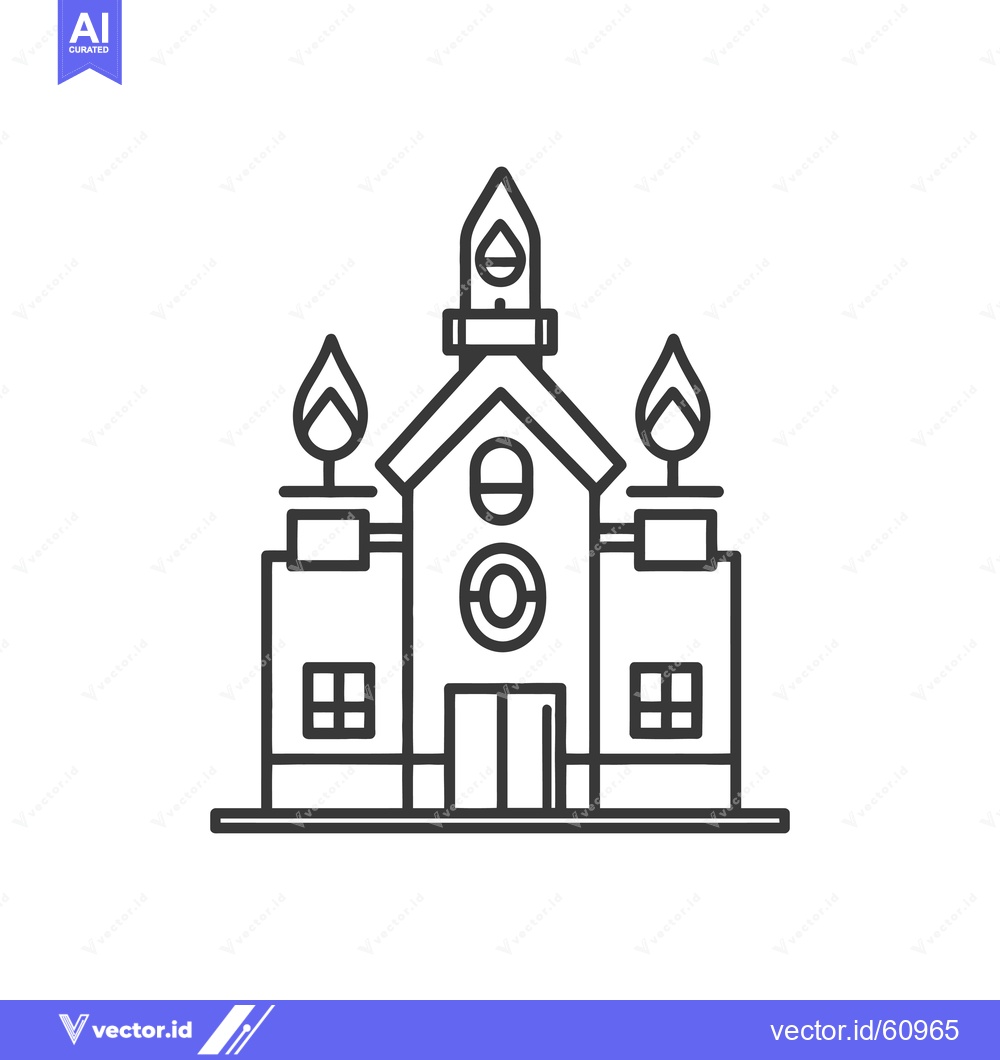Premium Vector dari Line art illustration of a stylized building with flames