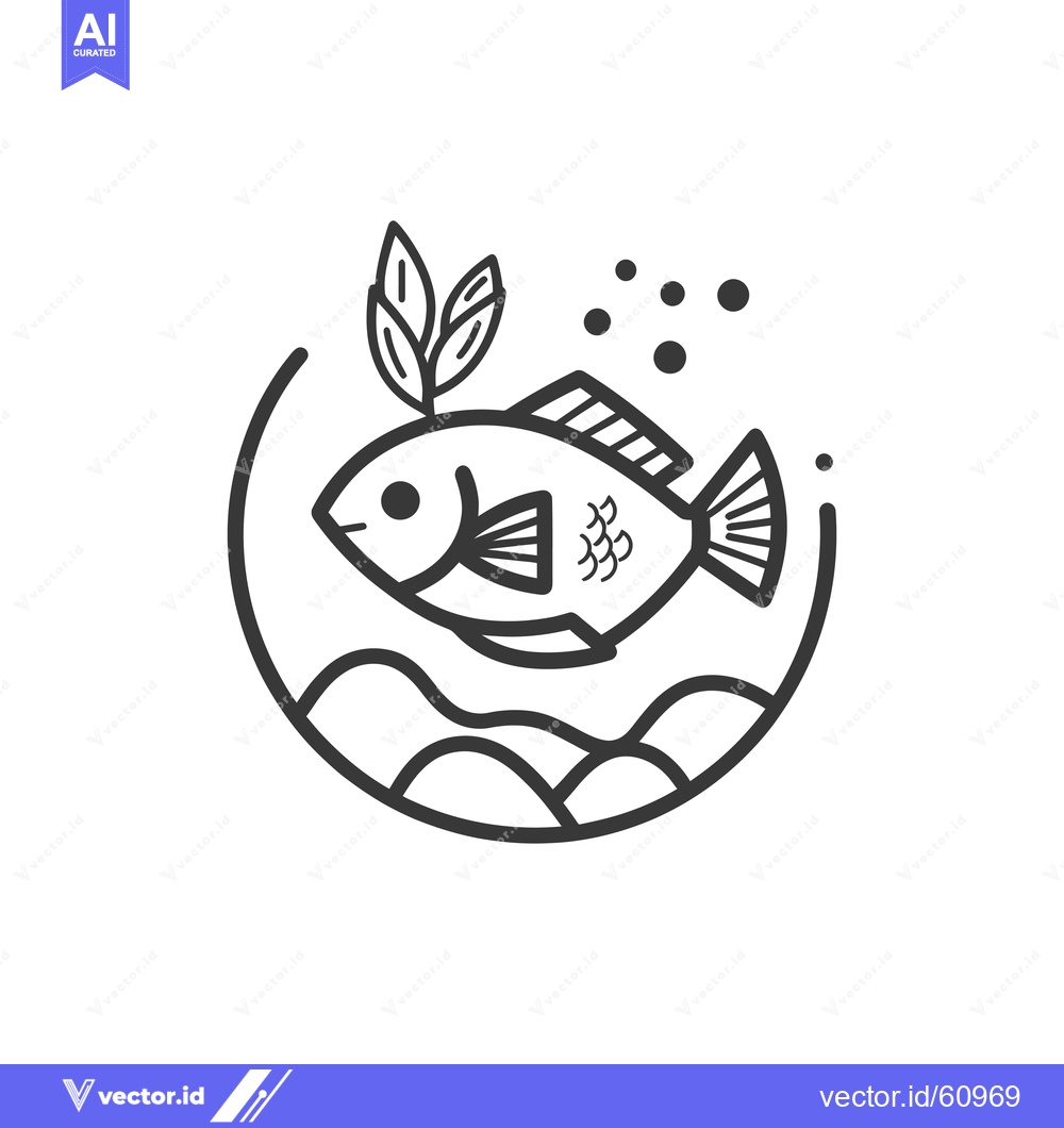 Premium Vector dari Stylized Line Art Fish In Underwater Scene