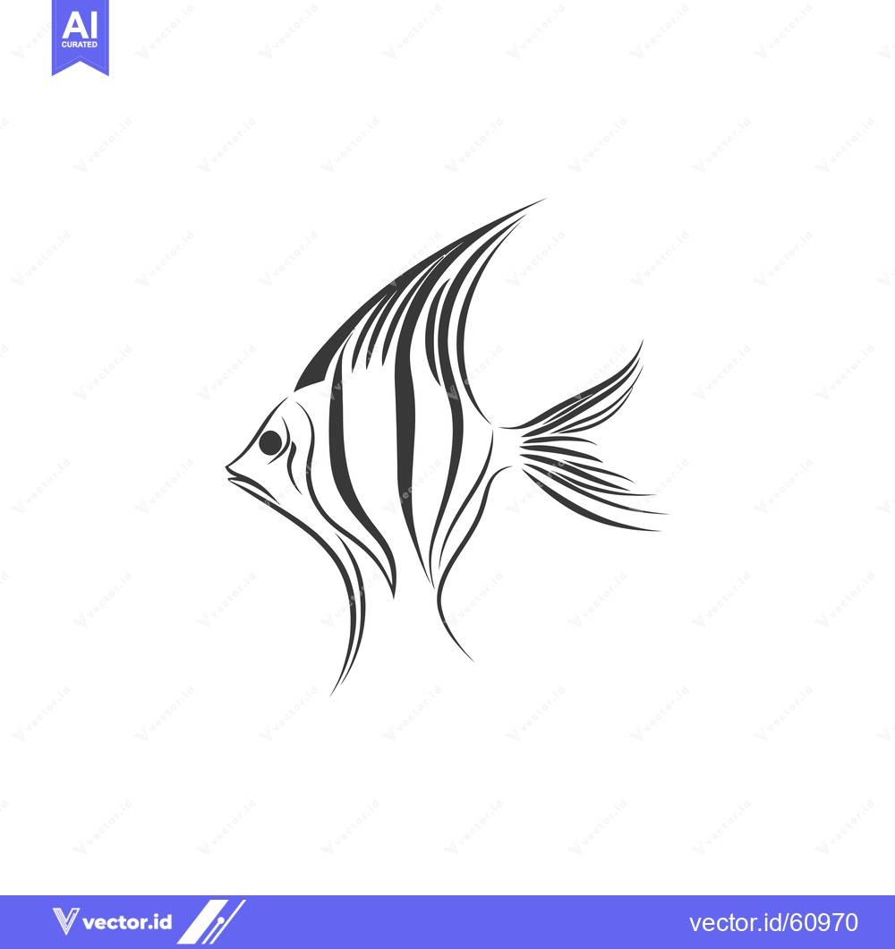 Premium Vector of Stylized Angelfish Line Art Design Illustration