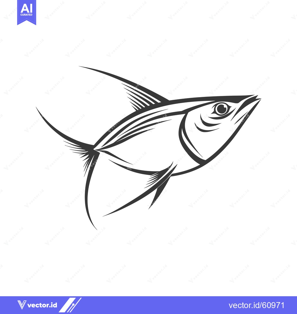 Premium Vector dari Stylized Line Drawing of a Skipjack Tuna Fish