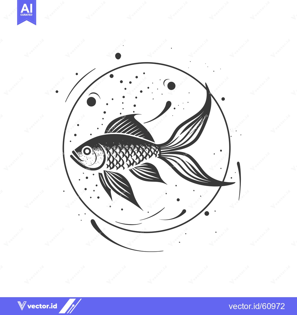 Premium Vector of Elegant Stylized Fish Design Encircled In Abstract Art