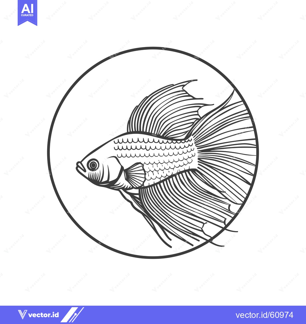 Premium Vector dari Elegant Line Art Drawing Of A Betta Fish