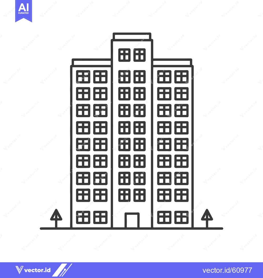 Premium Vector dari A Simple Line Drawing of a Multistory Building