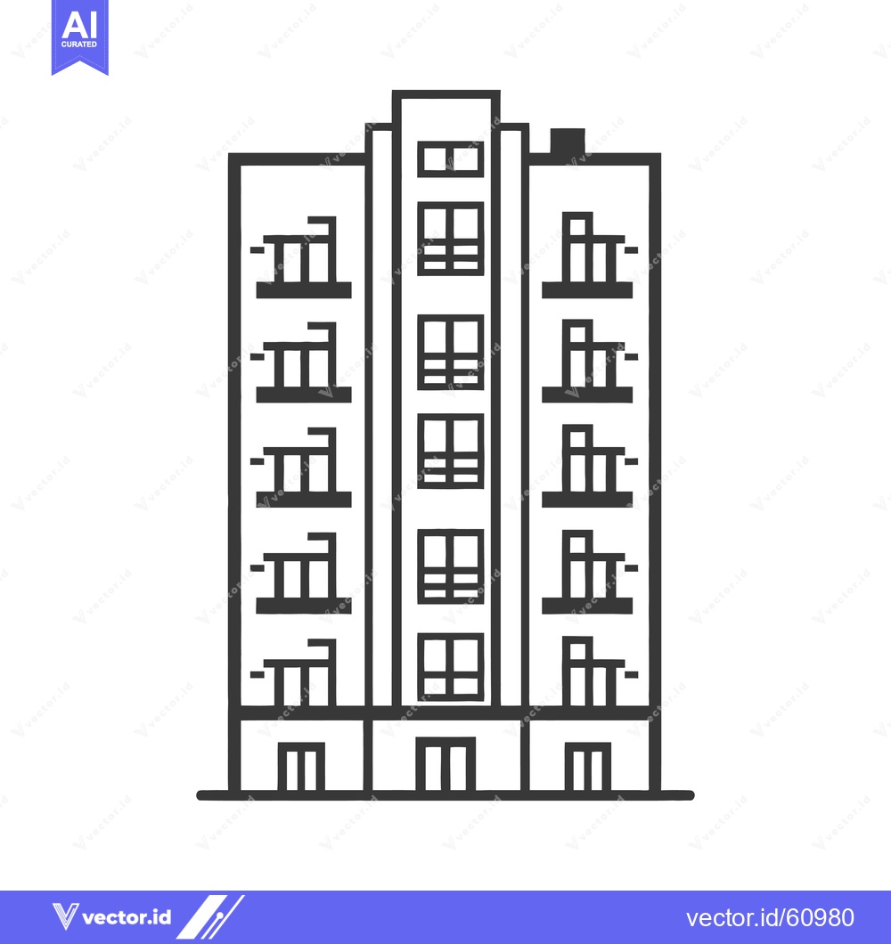 Premium Vector dari Apartment Building Line Art Simple Design Illustration