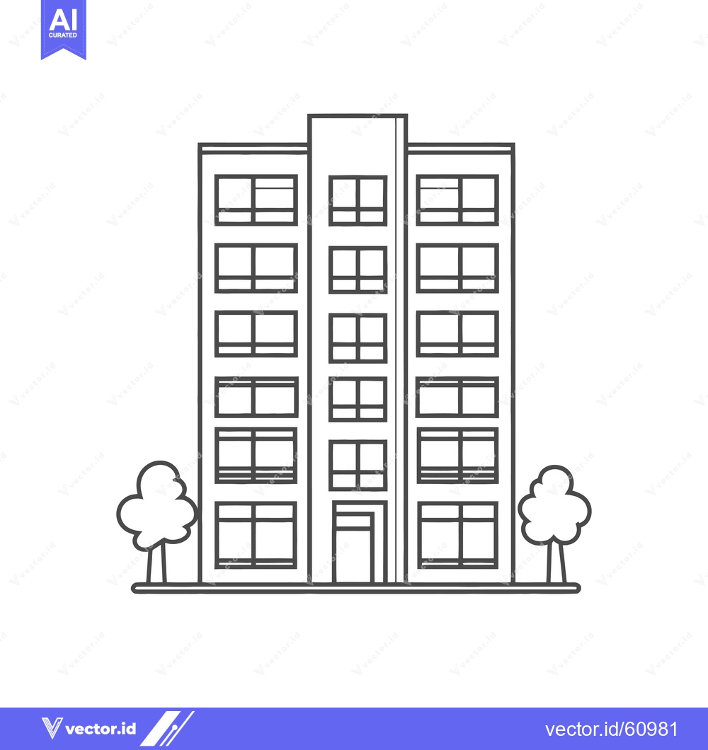 Premium Vector of Apartment Building Illustration With Trees