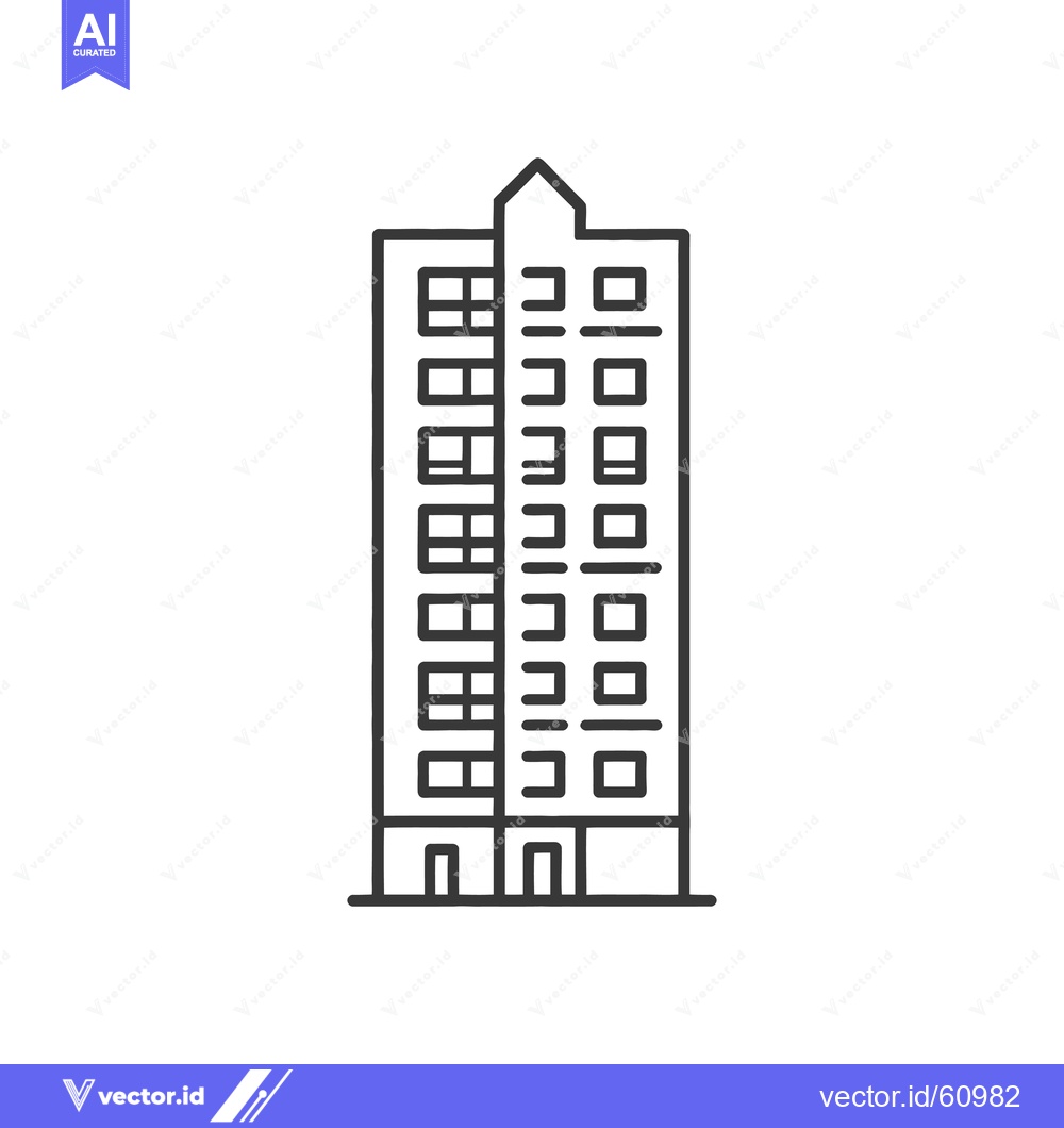 Premium Vector dari A simple line drawing of a tall apartment building