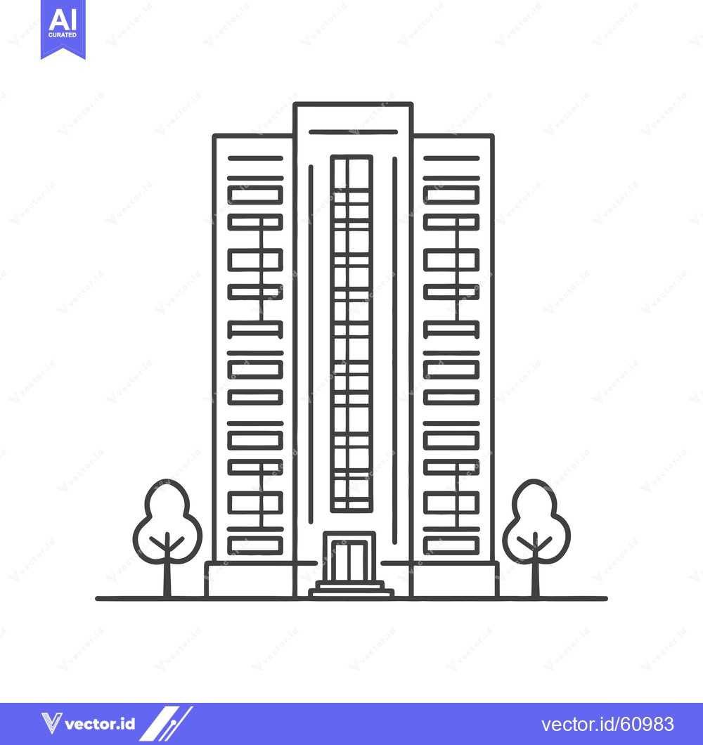 Premium Vector of Modern Apartment Building with Two Trees