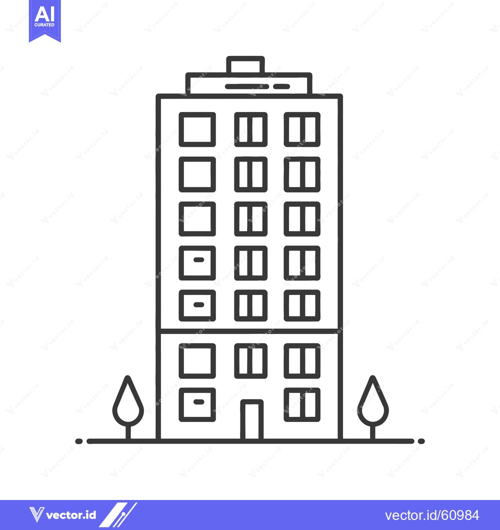 Premium Vector dari Simple Line Drawing Of A Multi Story Building